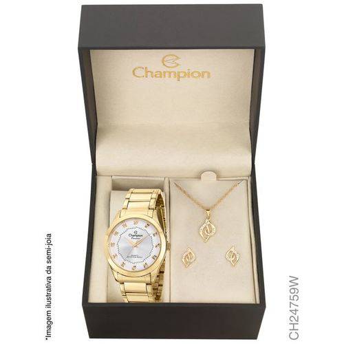 Relógio Champion Dourado Feminino Passion Ch24759w + Kit