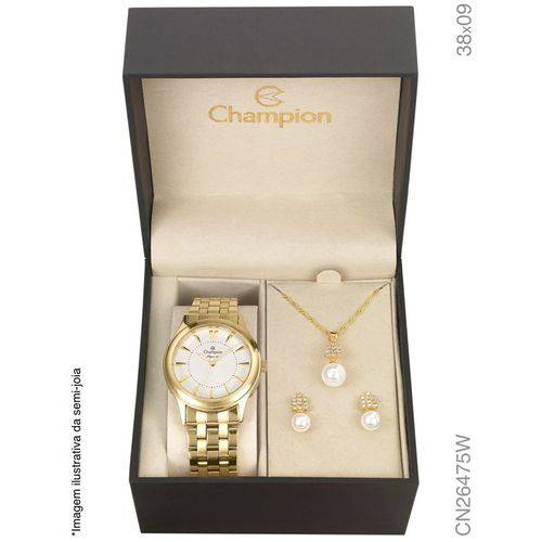 Relógio Champion Feminino Dourado Elegance Analógico Cn26475w