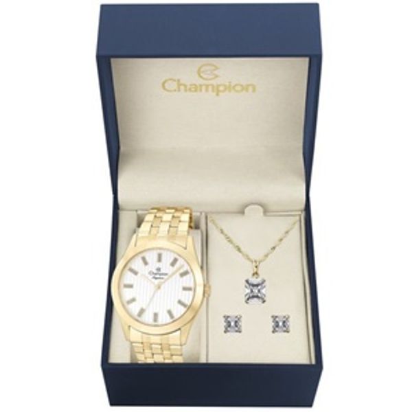 Relógio Champion Feminino Kit Colar e Brincos CN26706W 0