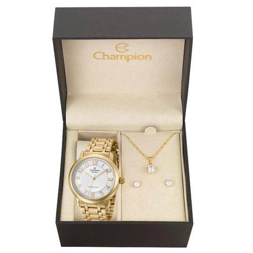 Relógio Champion Passion Cn29945w + Kit de Brincos e Colar