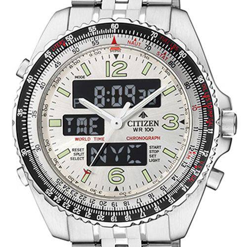 Relógio Citizen World Time Caixa de 41 MM Pulseira em Aço
