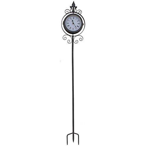 Relógio com Termômetro e Estaca Flor de Liz Greenway - 110x20 Cm