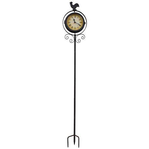 Relógio com Termômetro e Estaca Galo Greenway - 110x20 Cm