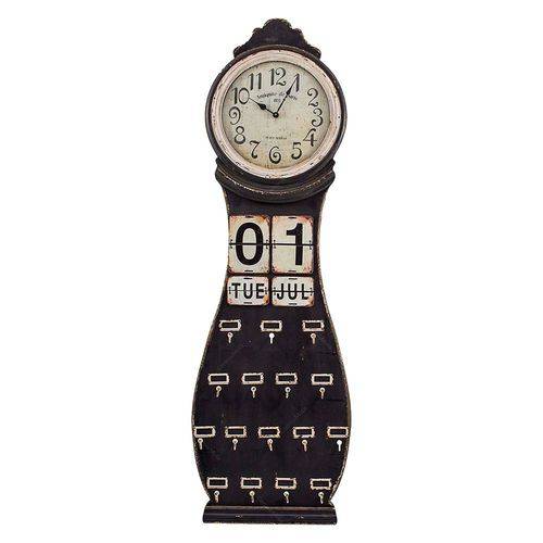 Relógio de Chão C/ Calendário e 16 Ganchos em Madeira - 146x45 Cm