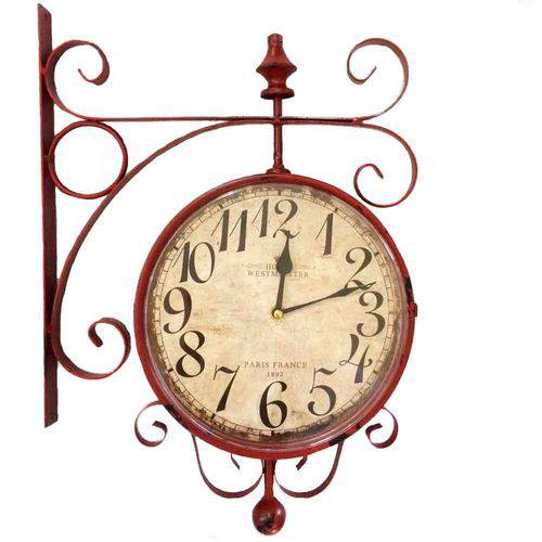 Relógio de Estação Hotel Westminster Paris 1892 Metal Vermelho