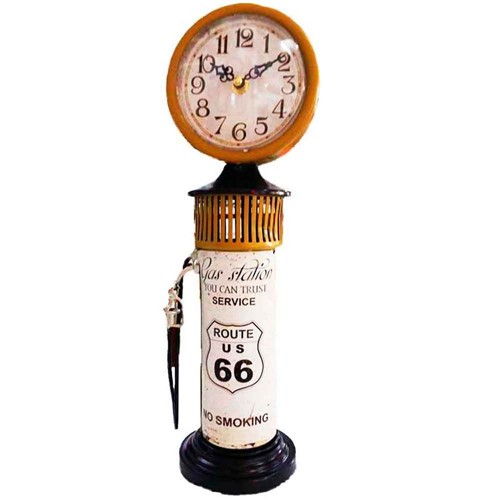 Relógio de Mesa Bomba de Gasolina Rota 66 Amarelo