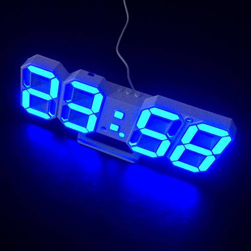 Relógio de Mesa C/ Despertador Led Azul
