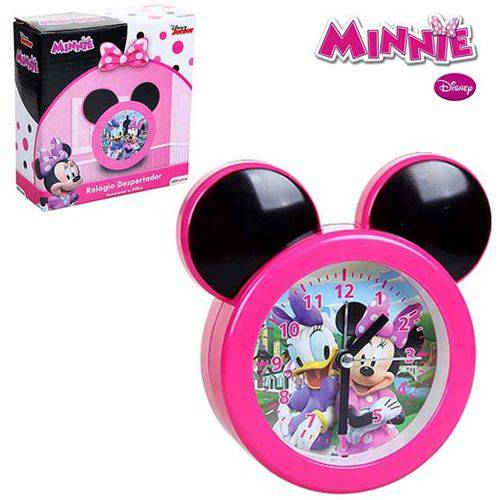 Relogio de Mesa / Despertador de Plastico Minnie Orelha Rosa na Caixa