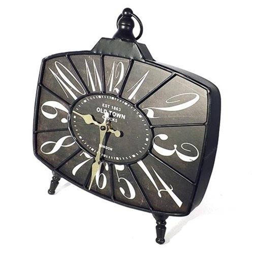 Relógio de Mesa Oldtown Oldway - em Madeira e Metal - 34x30 Cm