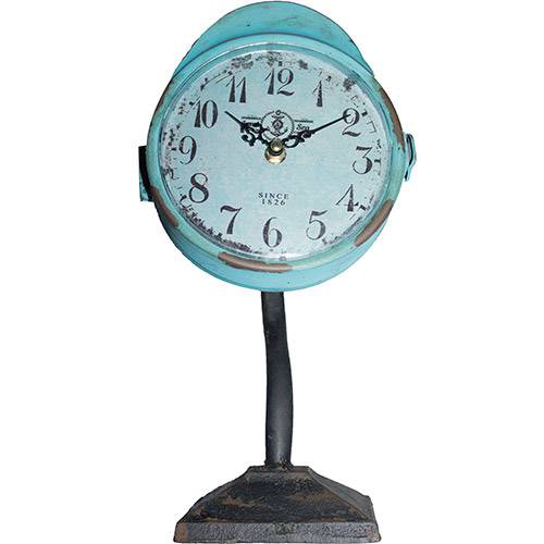 Relógio de Mesa Oldway Ferro Azul Envelhecido