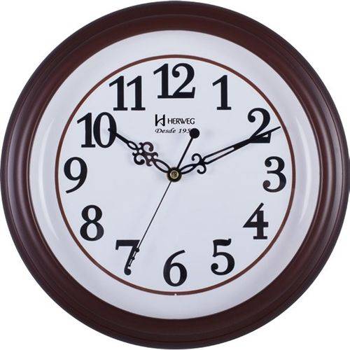 Relógio de Parede Analógico Moderno Decorativo Estilo Madeira Mecanismo Sweep Herweg Ipê