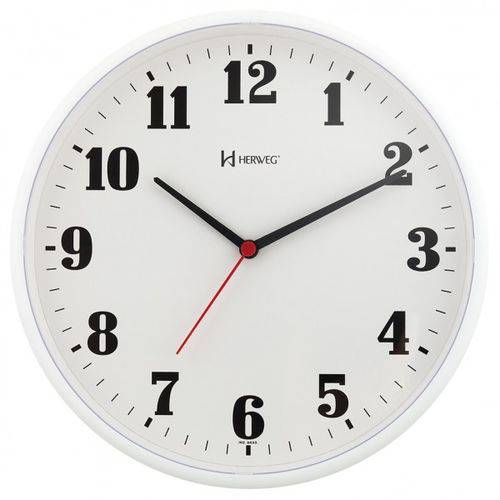 Relógio de Parede Analógico Moderno Plástico Mecanismo Step Herweg Branco
