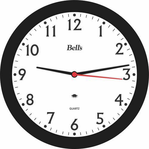 Relógio de Parede Bells Redondo Números 21,7cm Preto