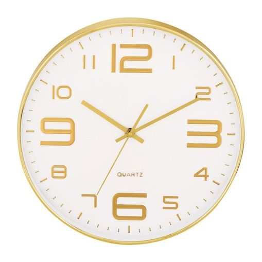 Relógio de Parede Branco e Dourado Laila 9401 Mart