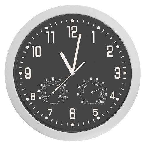 Relógio de Parede C/termômetro e Higrômetro 30cm Preto