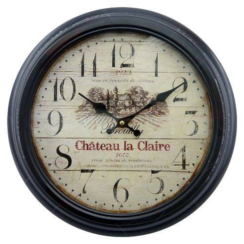 Relógio de Parede Chateau La Claire em Metal - 37x37 Cm