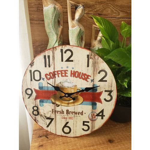 Relógio de Parede Coffee House Mdf 33 Cm