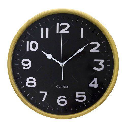 Relógio de Parede com Fundo Preto - 36x36 Cm