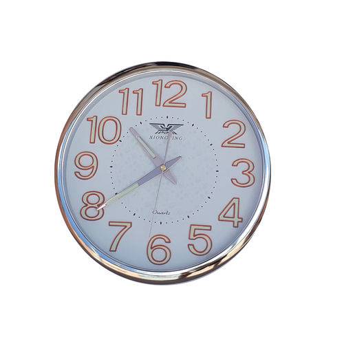 Relógio de Parede com Numeros Fluorescente 30cm Prata 9022
