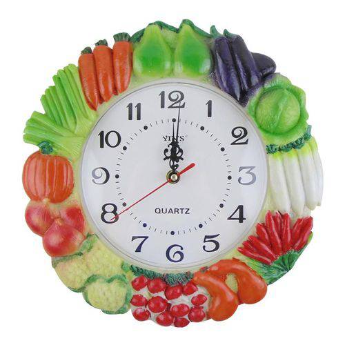 Relógio de Parede Cozinha em Resina Cozinheiro Legumes
