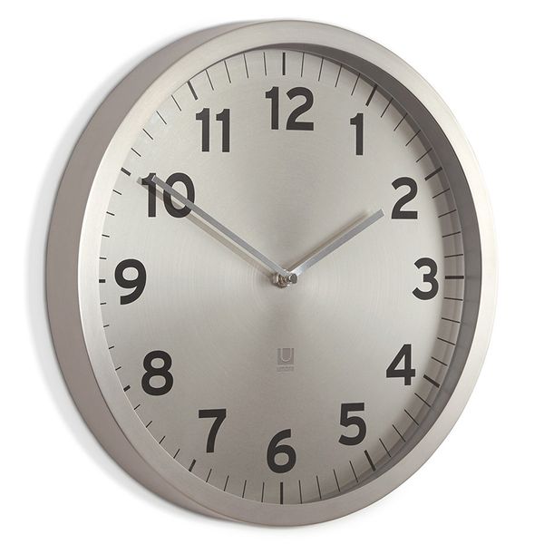 Relógio de Parede de Metal Anytime Umbra Niquel 32CM - 26715