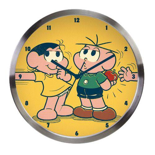 Relógio de Parede Decorativo de Alumínio Turma da Mônica Cebolinha e Magali - 30 Cm
