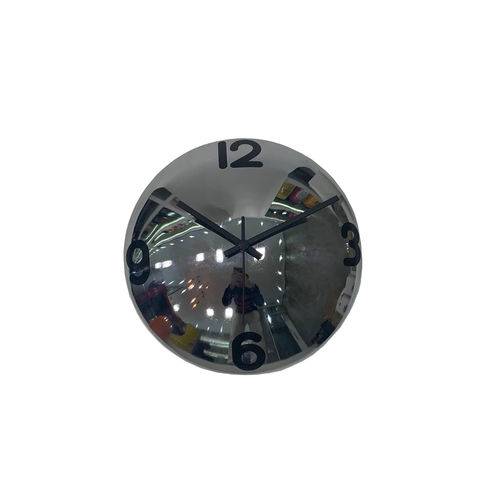 Relógio de Parede Decorativo Espelhado Cinza Metal 28x28x10