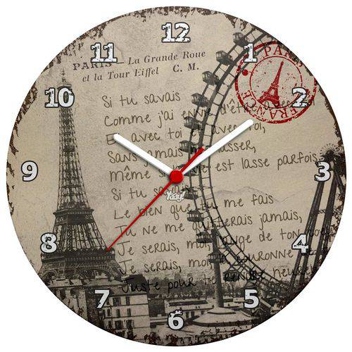 Relógio de Parede Ecológico Paris Torre Eiffel.