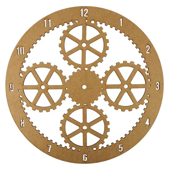 Relógio de Parede em MDF 30x30cm Engrenagens - Palácio da Arte