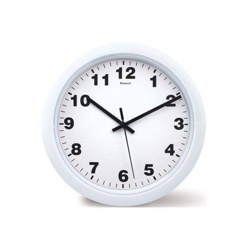 Relógio de Parede em Plástico Redondo 30cm Branco