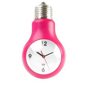 Relógio de Parede Formato Lâmpada Rosa Pink