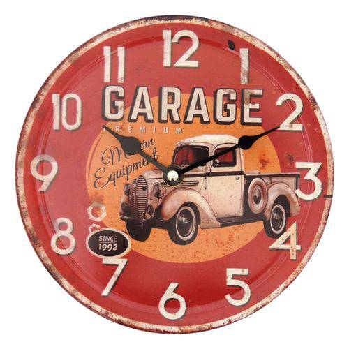 Relógio de Parede Garage Vermelho