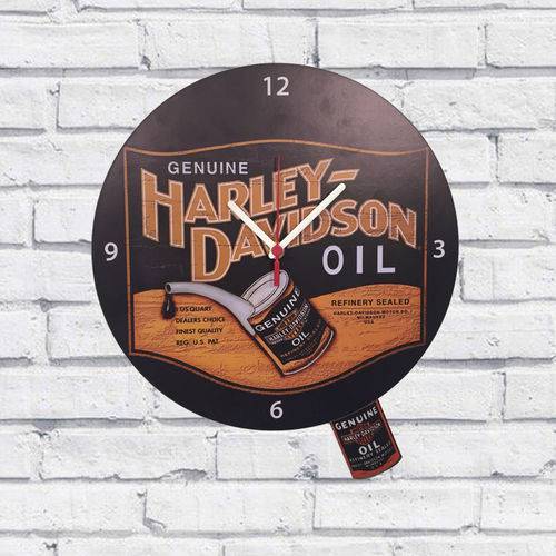 Relógio de Parede Harley Davidson Moto Cor Preto 30x30x2cm