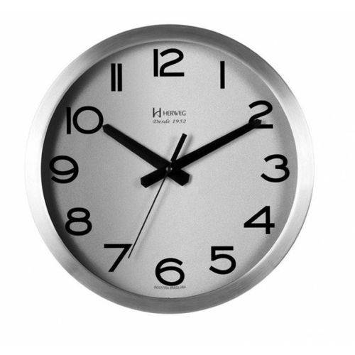 Relógio Parede 6715S Sem Barulho 30Cm Vidro Alumínio Herweg