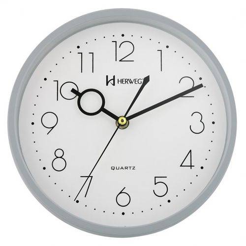 Relógio de Parede Herweg Plástico Cinza 6316 - 23cm