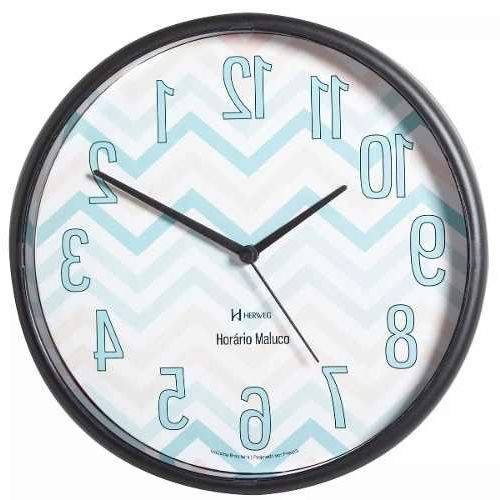 Relógio de Parede Horário Invertido Herweg Preto Ref.660059