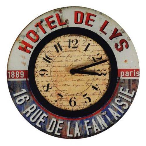 Relógio de Parede Hotel de Lys 28cm