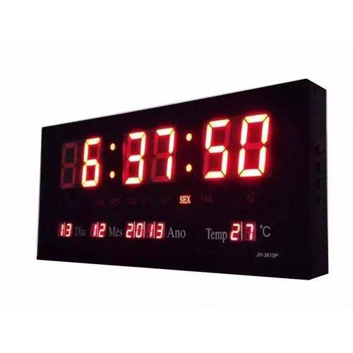 Relógio de Parede Led Digital Grande Termômetro 46cmx22cm