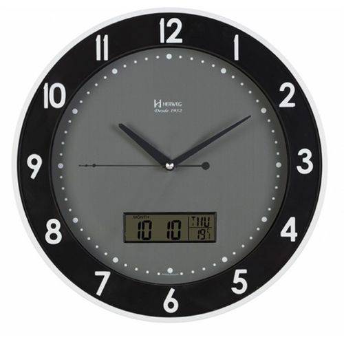 Relógio de Parede Moderno Analógico Sofisticado Termômetro Mecanisno Step Herweg Branco