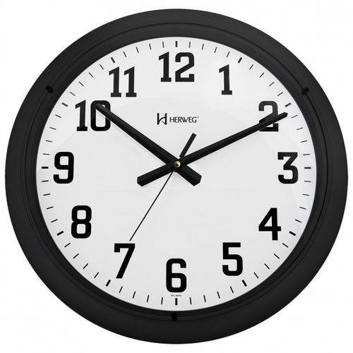 Relógio de Parede Moderno Analógico Visor Acrílico Mecanismo Step Herweg Preto