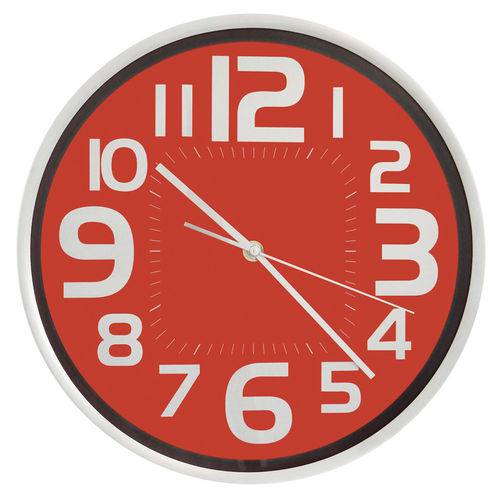 Relógio de Parede Números 30Cm Vermelho Alumínio - Sotille