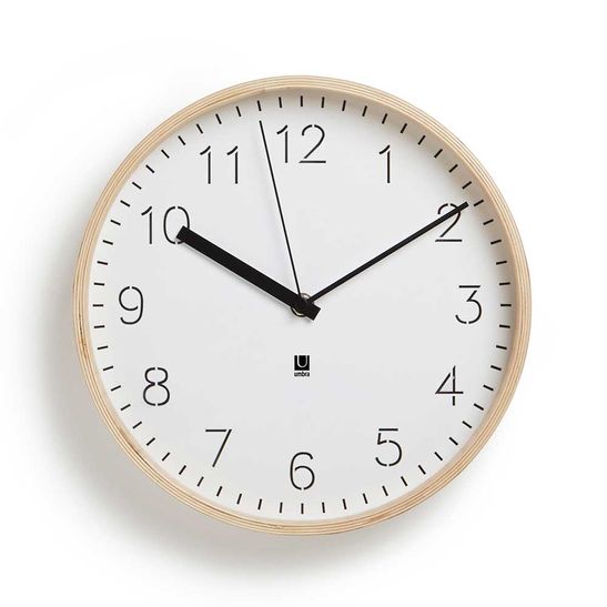 Relógio de Parede ou Mesa Rimwood Madeira 25,4 Cm Branco Umbra
