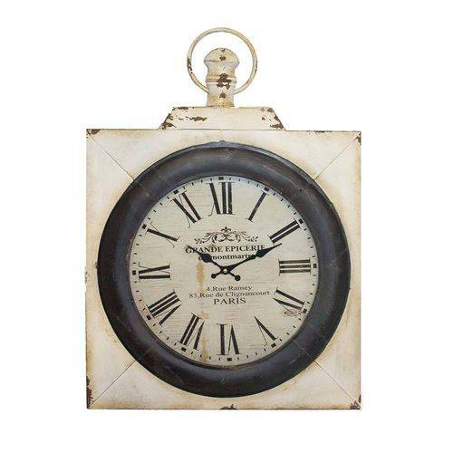 Relógio de Parede Paris Quadrado em Ferro Oldway - 98x80 Cm