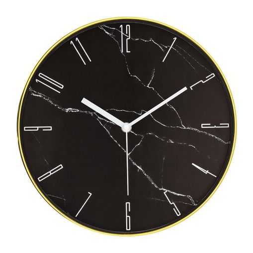 Relógio de Parede Preto 30cm Mármore Mart