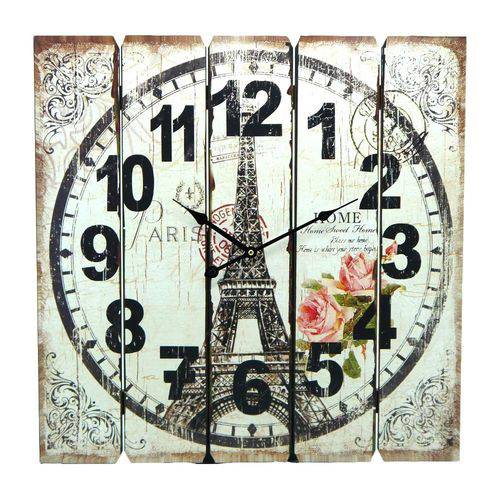 Relógio de Parede Quadrado Classic Paris - 58x58 Cm