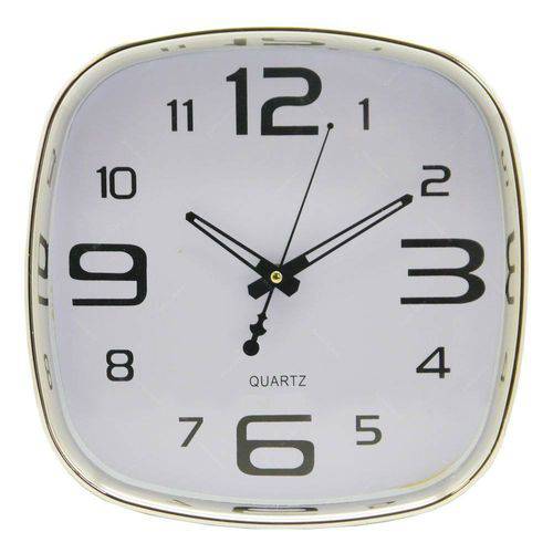 Relógio de Parede Quadrado Cromado - 30x30 Cm