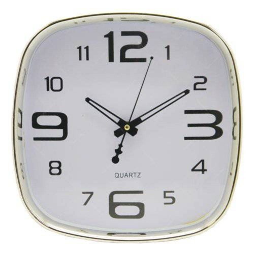 Relógio de Parede Quadrado Cromado - 30x30 Cm