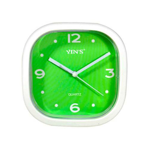 Relógio de Parede Quadrado Verde Cozinha Sala Escritório