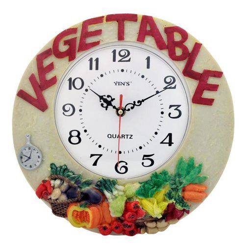 Relógio de Parede Quartz Cozinha Resina Vegetais Diversos