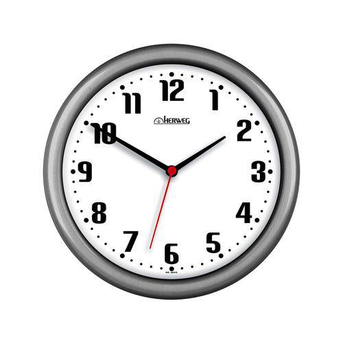 Relógio de Parede Quartz Redondo Cinza 6102-24 - Herweg